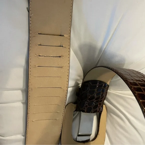 Brown Patent Snakeskin Waist Belt - Picture 4 of 4